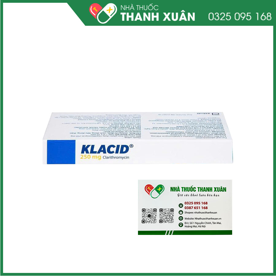 Klacid 250mg điều trị nhiễm khuẩn hô hấp, nhiễm trùng tiết niệu, da hoặc mô mềm